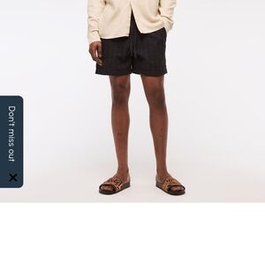 Abercrombie & Fitch Black Flat Front Shorts Linen Blend Size Large